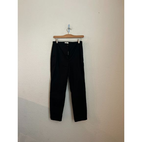 Aritzia Babaton Linen Blend‎ Straight Leg Pants Cropped Black size - Picture 1 of 8